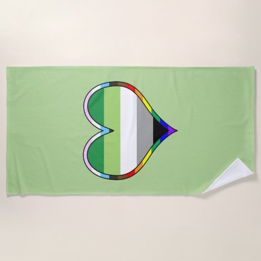 Aro Pride Heart Beach Handtuch (Vorderseite)