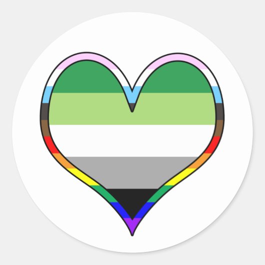 Aro Pride Heart Classic Round Sticker (Vorderseite)