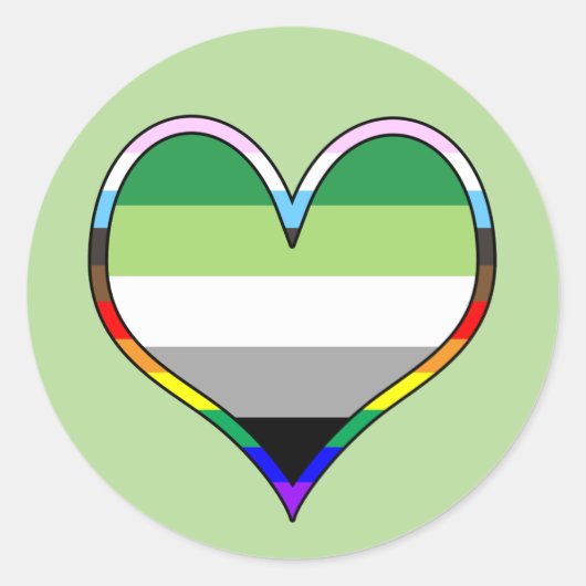 Aro Pride Heart Classic Round Sticker (Vorderseite)