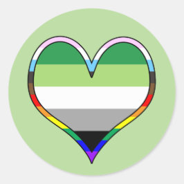 Aro Pride Heart Classic Round Sticker
