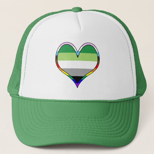 Aro Pride Herz Trucker Mütze (Vorderseite)