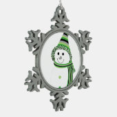 Aro Pride Snowman Snowperson Green Grau Black Schneeflocken Zinn-Ornament (Links)