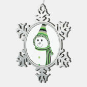Aro Pride Snowman Snowperson Green Grau Black Schneeflocken Zinn-Ornament (Rechts)