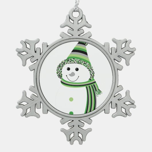 Aro Pride Snowman Snowperson Green Grau Black Schneeflocken Zinn-Ornament (Vorderseite)