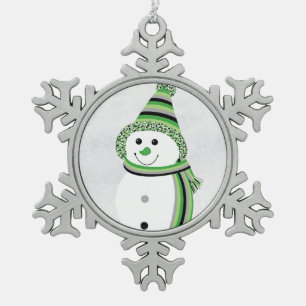 Aro Pride Snowman Snowperson Green Schneeflocken Zinn-Ornament