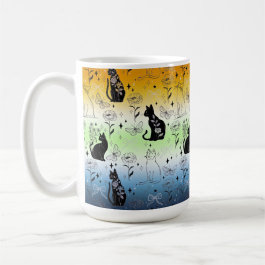 AroAce Agender Pride Black Cat - Mystische Hexerei Kaffeetasse (Links)