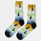 AroAce Agender Pride Black Cat - Mystische Hexerei Socken (Linkes Detail)