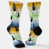 AroAce Agender Pride Black Cat - Mystische Hexerei Socken (Gewinkelt)