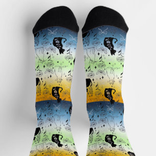 AroAce Agender Stolz Schwarze Katze - Mystische He Socken