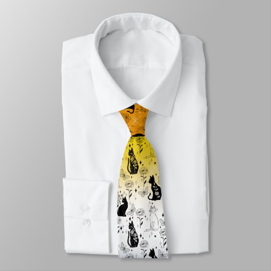 AroAce Pride Black Cat - Mystische Hexerei Krawatte (Gebunden)