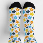 AroAce Pride Blume Doodle Orange Yellow Blue Socken (Oben)
