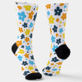 AroAce Pride Blume Doodle Orange Yellow Blue Socken (Gewinkelt)