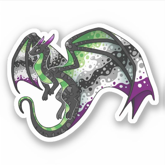AroAce Pride Dragon Aufkleber (Vorderseite)
