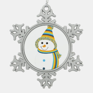 AroAce Pride Snowman Snowperson Sunset Flag Schneeflocken Zinn-Ornament