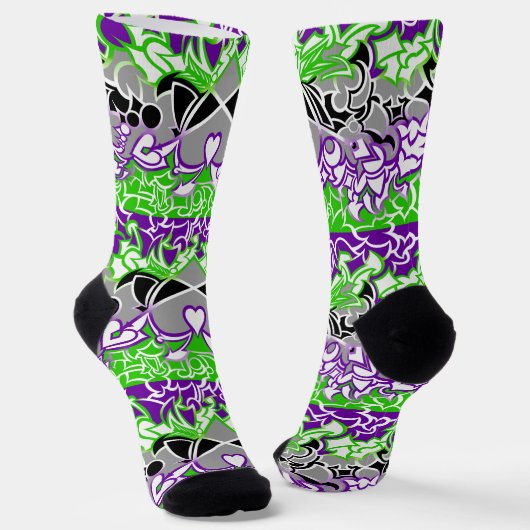 Aroace Radioaktive Pride-Flagge Schlängellinien Socken (Gewinkelt)