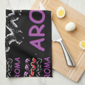 Aroma schwarz mit rot und lila geschirrtuch (Viertel Falte)