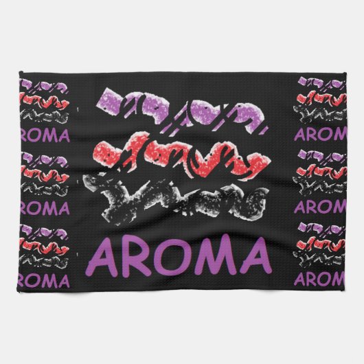 Aroma schwarz mit rot und lila geschirrtuch (Horizontal)