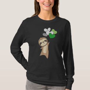 Aromantic Flag Pride Lgbtq Ballon Herz Sloth 1 T-Shirt