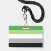 Aromantic Flaggen-Name/Pronomen-Abzeichen Ausweis (Rückseite mit Schlüsselband)