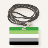 Aromantic Flaggen-Name/Pronomen-Abzeichen Ausweis (Rückseite mit Schlüsselband)