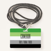 Aromantic Flaggen-Name/Pronomen-Abzeichen Ausweis (Vorderseite mit Schlüsselband)