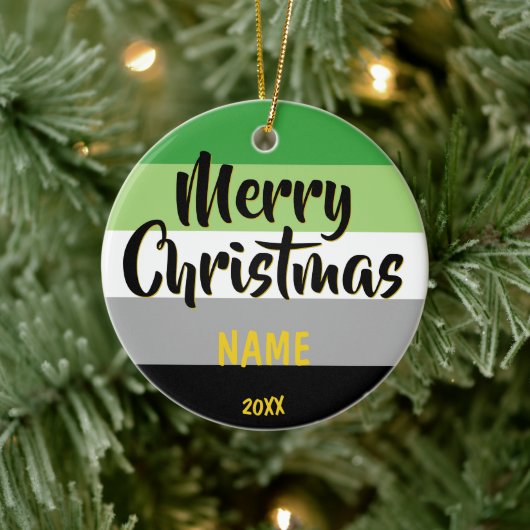 Aromantic Pride LGBT Personalisierte Weihnachten Keramik Ornament (Baum)