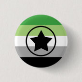 Aromantische/Aro-Pride-Flagge mit einem Star in Ci Button (Vorderseite)