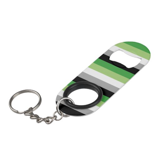 Aromantische Flagge Mini Flaschenöffner (Vorderseite Schrägansicht)