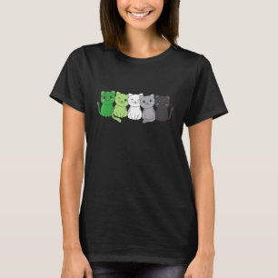 Aromantische Flagge Non Binärer Stolz LGBTQ Katzen T-Shirt