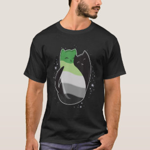 Aromantische Katze LGBT Asexual Aro Pride Flag Yin T-Shirt