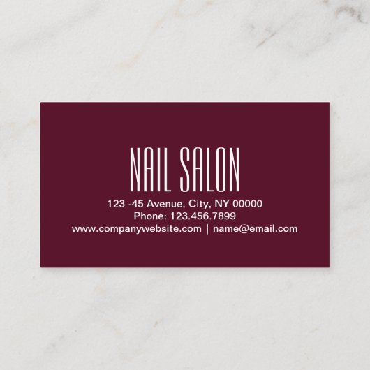 Aromatherapie Nail Salon Manikurist Pediurist Visitenkarte (Rückseite)