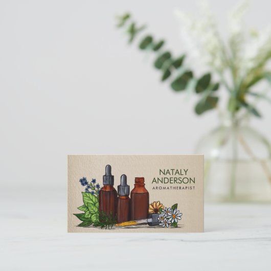 Aromatherapie-Öle Aquarellfärbung Visitenkarte (Stehend Vorderseite)