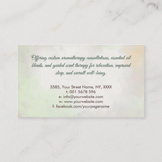 Aromatherapie Practitioner Aquarellfärbung Visitenkarte (Rückseite)