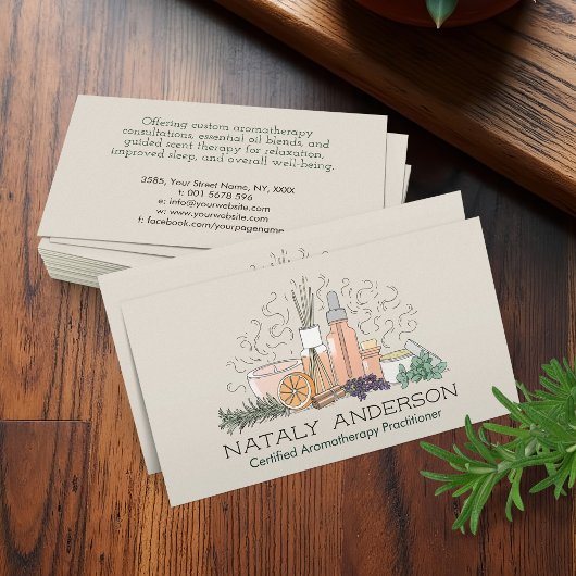 Aromatherapie Practitioner Linie Art Illustration Visitenkarte