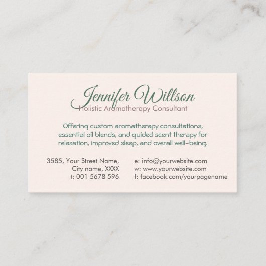 Aromatherapie Praxis Kunstdarstellung Visitenkarte (Rückseite)