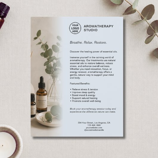 Aromatherapie-Spa-Geschäft Dusty Blue Benutzerdefi Flyer