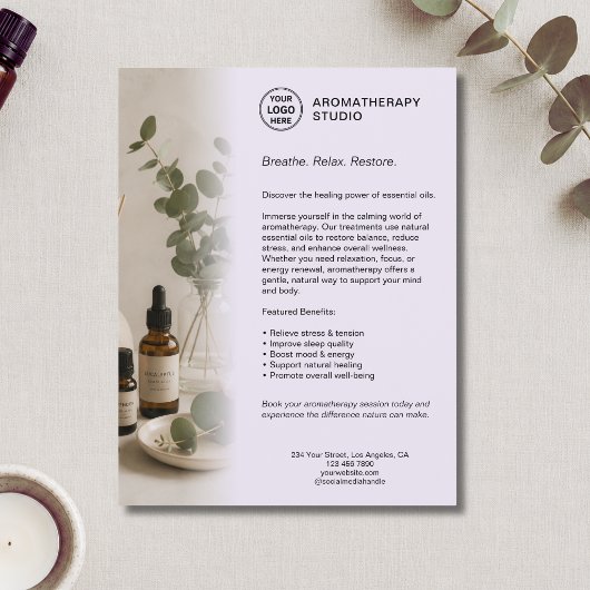 Aromatherapie-Spa-Geschäft Lavendel Eigenes Logo Flyer