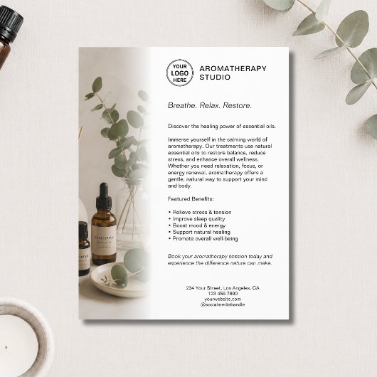 Aromatherapie Spa Geschäft Weißes individuelles Lo Flyer