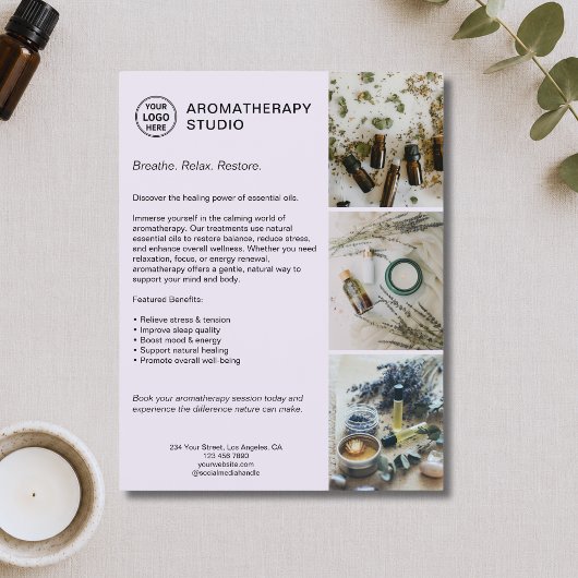 Aromatherapie-Spa-Lavendel-Logo Geschäft Flyer