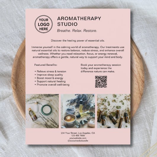 Aromatherapie Wellness-Center Logo QR Pink Werbung Flyer