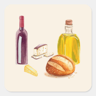 Aromen aus dem Mittelmeerraum Quadratischer Aufkleber