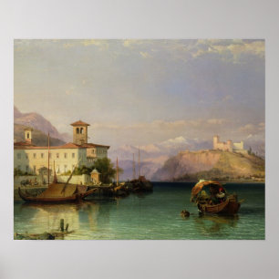 Arona and the Castle of Angera, Lake Maggiore, 185 Poster