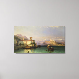 Arona und das Schloss von Angera, See Maggiore, Leinwanddruck