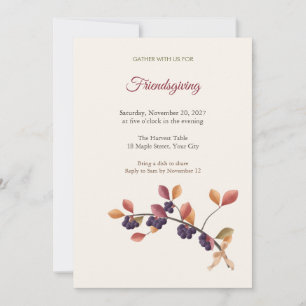 Aronia-Beeren-Zweig Friendsgiving-Einladung Einladung