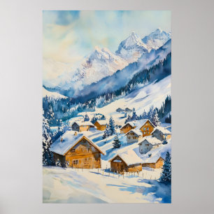 Arosa Aquarellposter Aquarell Vintage Reise Poster