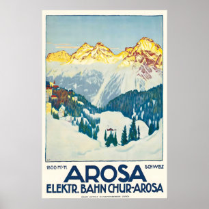 Arosa Graubünden Schweiz Vintage-Skiplakat Poster