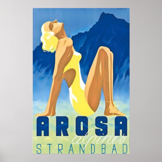 Arosa Graubünden Switzerland Vintage Travel Poster (Vorne)