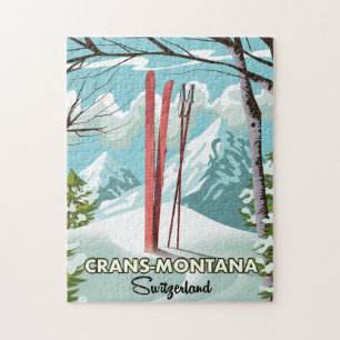 Arosa Lenzerheide, Schweiz Skiplakat. Magnet J Puzzle