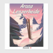 Arosa Lenzerheide, Schweizer Skiposter. Aufkleber (Blatt)