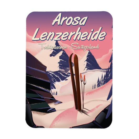 Arosa Lenzerheide, Schweizer Skiposter. Magnet (Vertikal)